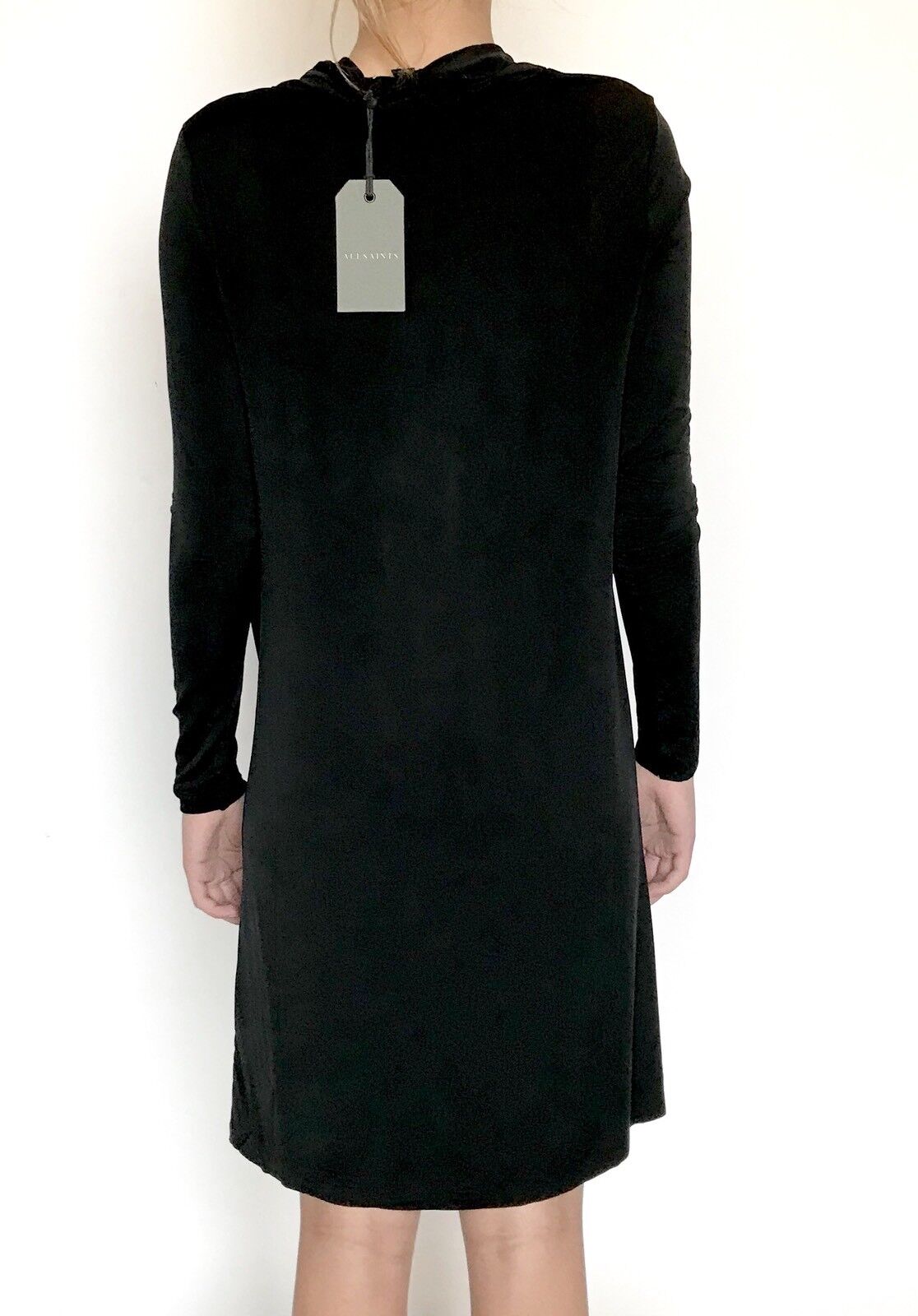 AllSaints Amei LS Black Dress. Retails $215 Price $98 NWT Silky Stretch Size XS