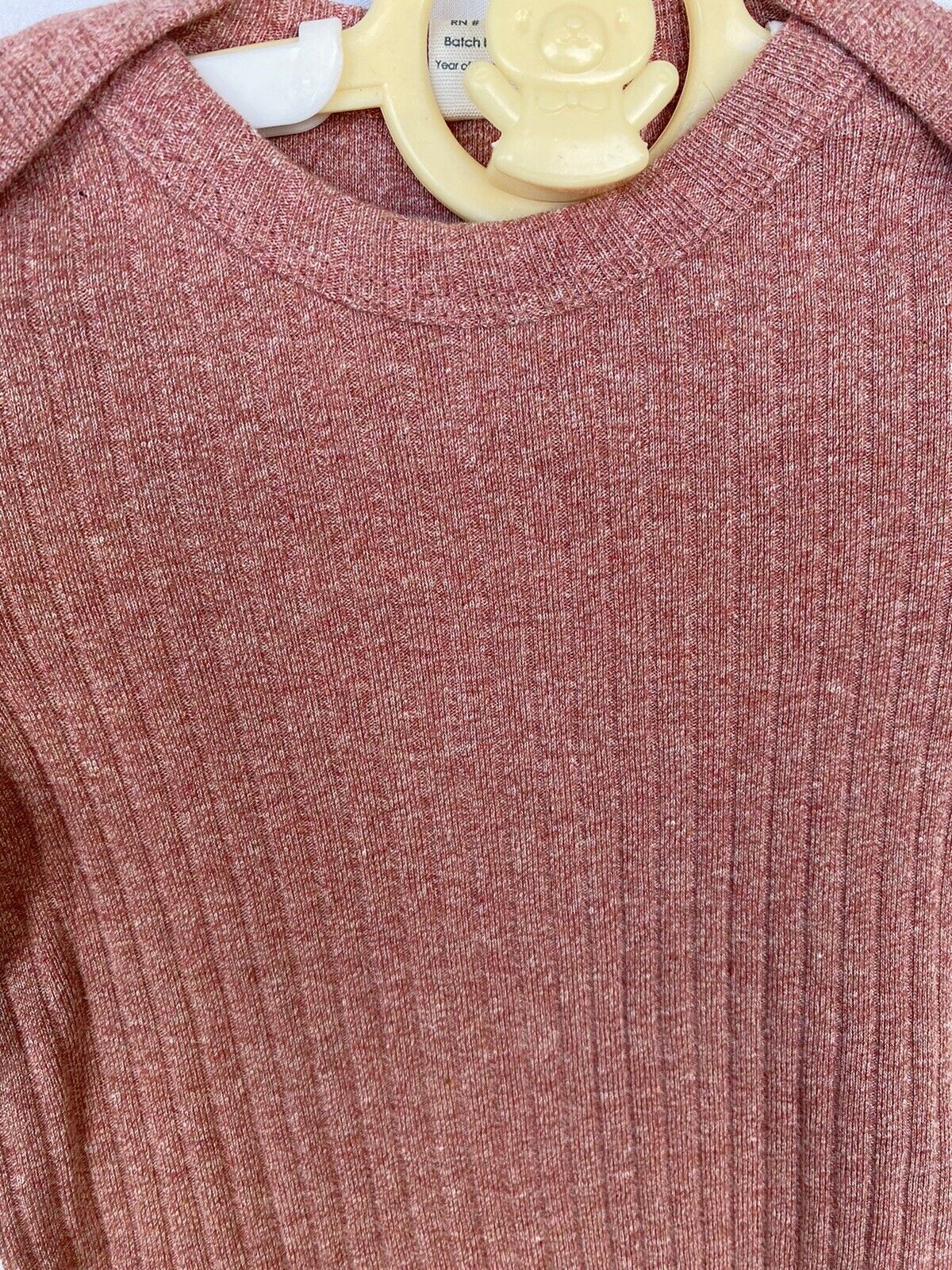 Kate Quinn Organic Cotton Bodysuit LS Cedar Rose Retail $24 Price $17 0-3 M