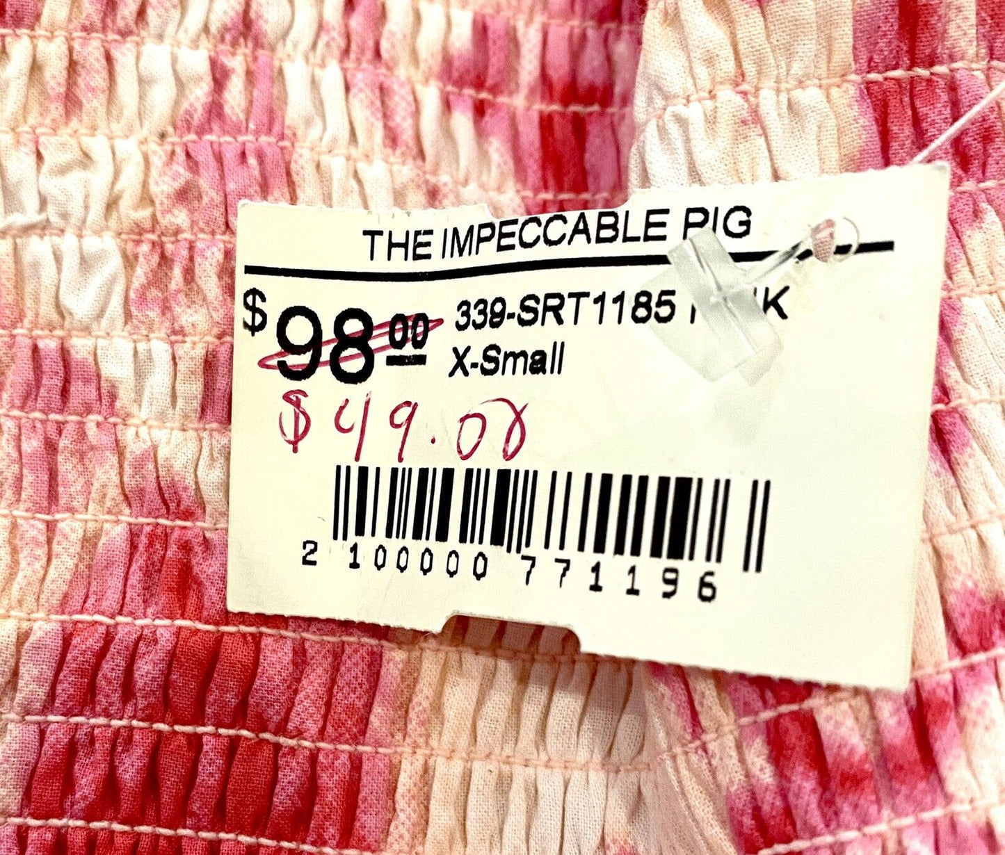 The Impeccable Pig Pink Smocked Bodice Midi Dress Retail $98 Price $49 XSmall