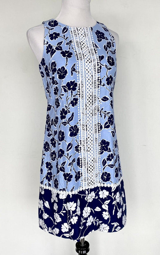 Eliza J  Linen Mix  Lace Front Shift  Dress NWT Retails $128 Price $69 Size 8