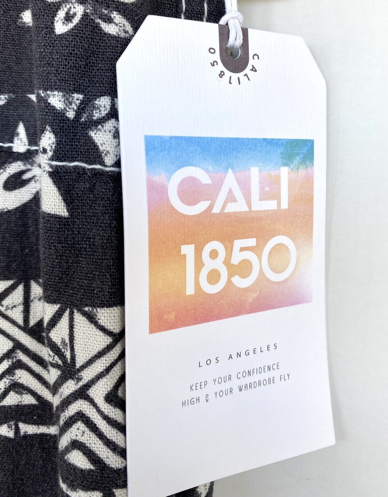 Cali 1850 black and white print Linen Mix pants XS Price $49 Smocked Waist